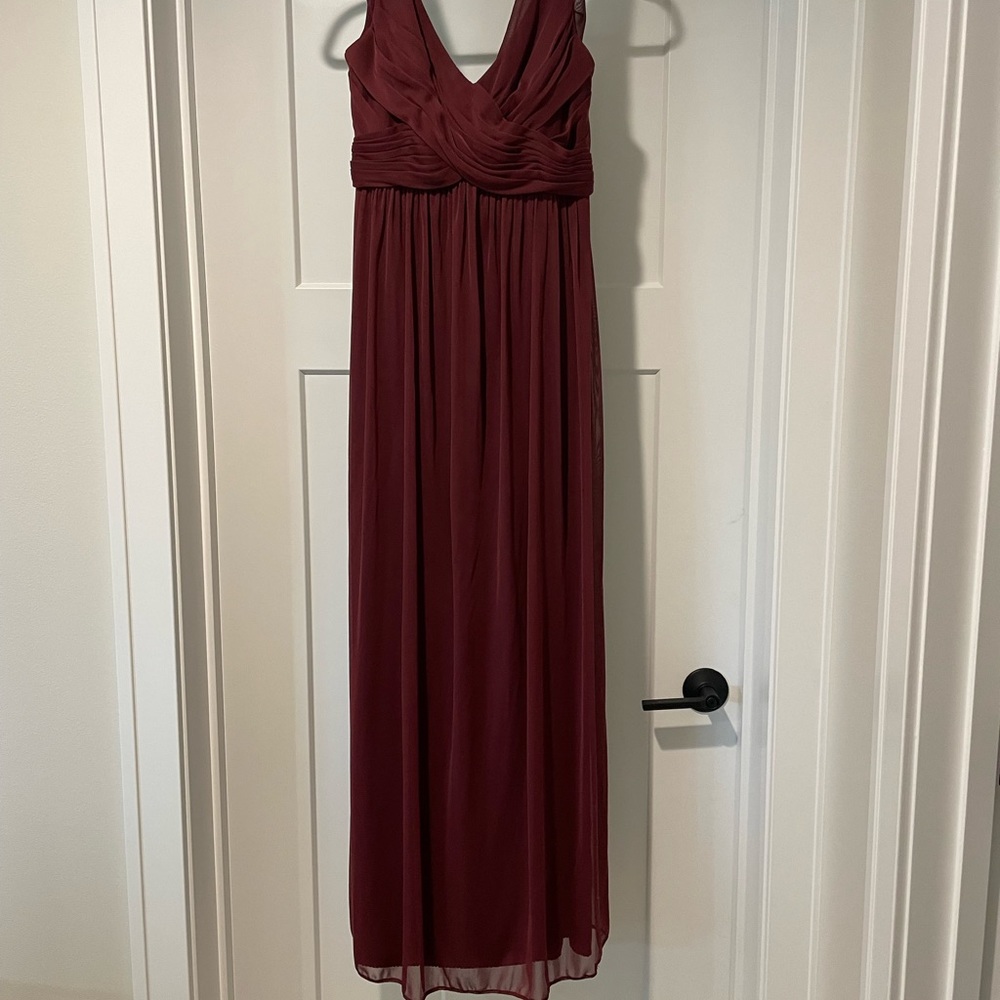 David’s Bridal Long Mesh Dress with Cowl Back